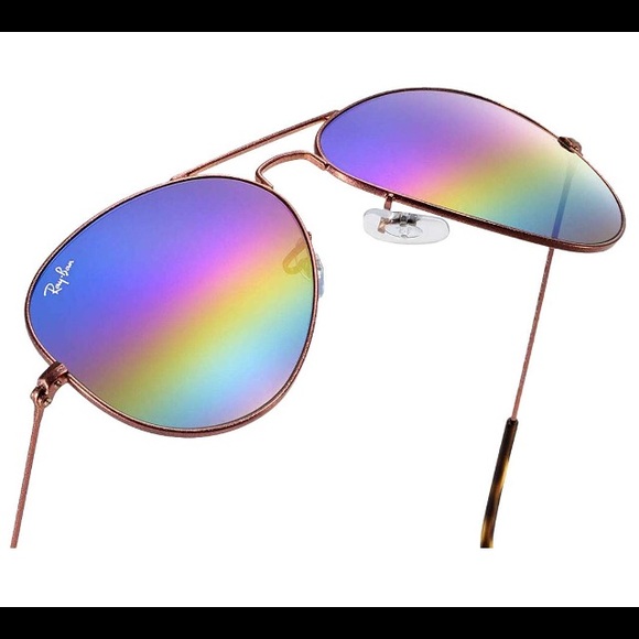 RAY-BAN 🌈 AVIATOR RAINBOW METAL MIRROR SUNGLASSES - Picture 2 of 8